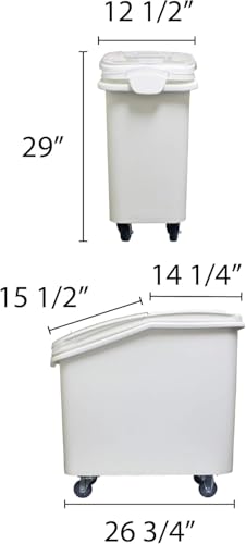 TrueCraftware- 21 Gallon Shelf Ingredient Bin (335 Cups) White with Clear Sliding Lid Casters & Measuring Scoop- Plastic Kitchen Pantry Storage Bin for Dry Food Flour Sugar Kitchen Restaurant - size: 21 Gallon