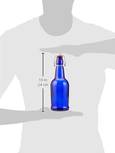 FastRack Swing Top Glass Bottles |16 oz – 2 Bottles | Cobalt Blue Flip Top Glass Bottle for Home Brewing, Carbonated Drinks, Kombucha, Fermentation, Water Food Grade – ECO Friendly