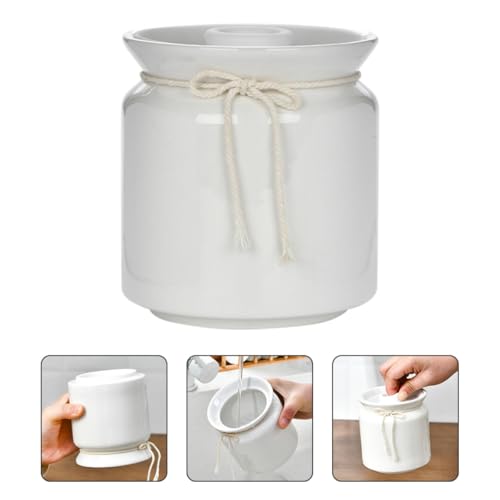 BESTonZON Pickle Ceramic Jar 500ml Sealed Storage Container with Lid Airtight Ceramic Crock for Kimchi Fermentation and Sauerkraut Preservation in Kitchen