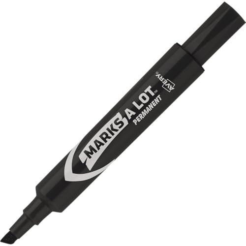 Avery Marks A Lot Permanent Markers, Regular Desk-Style Size, Chisel Tip, 2 Black Markers (07902)