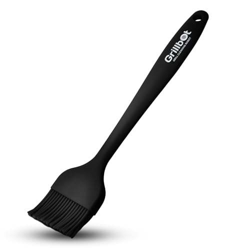 Grillbot Silicone Basting Brush - Heat-Resistant, Non-Shedding, Flexible for Grilling & Cooking - Easy to Clean (Black) - color: Black