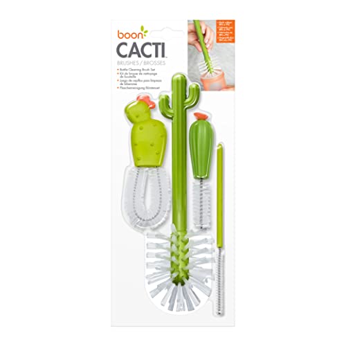 Boon Cacti Replacement Baby Bottle Brushes - Includes Bottle Cleaner Brush, Straw Cleaner Brush, Nipple Brush and Detail Brush for Baby Bottles - Newborn Essentials - Sage - 4 Count - size: 4 Piece Set, style: Cacti Replacement Brush