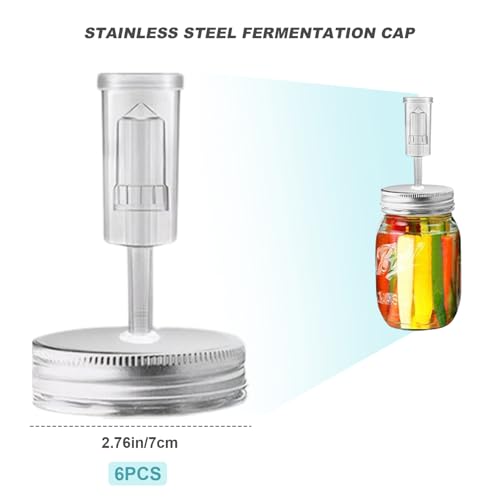 Mason Jar Fermentation Lids Kit with 6 Lids & Airlocks, 2.76" Regular Mouth Fermenting Supplies