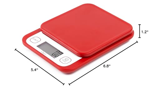 Ozeri Garden and Kitchen Scale II, with 0.1 g (0.005 oz) 420® Variable Graduation Technology® - color: Red