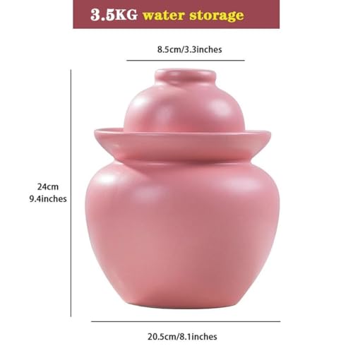 Matte Pink Stylish Pickle Jar, Household Large Capacity Rice Storage Barrel, Water Seal Design Fermentation Tank, Pickled Pickles and Beans(3.5kg/123.4oz) - size: 3.5kg/123.4oz