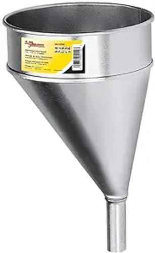 Lumax LX-1706 Silver 6 Quart Offset Galvanized Funnel with Screen. Bright Zinc Galvanized Corrosion-Resistant Finish. Rolled Edge, High, Splash-Proof Rim.