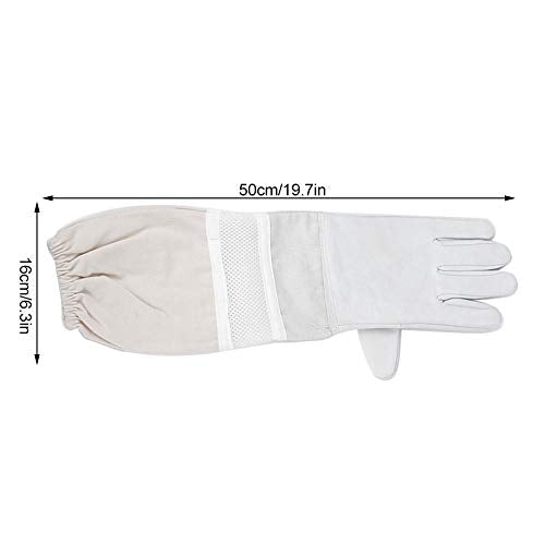 Bee Gloves with Long Sleeves, XL, Breathable Mesh, Elastic Cuff Protective Beekeeper Tool - Durable Goatskin Leather, Ergonomic Design for Hand and Forearm Safety (XL) - size: XL