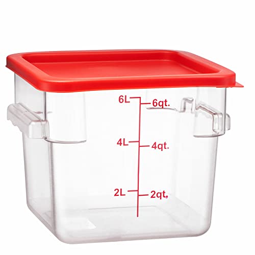 Tiger Chef 6 Quart Commercial Grade Clear Food Storage Square Polycarbonate Containers With Red Lids - style: 192 Fl Oz (Pack of 1)
