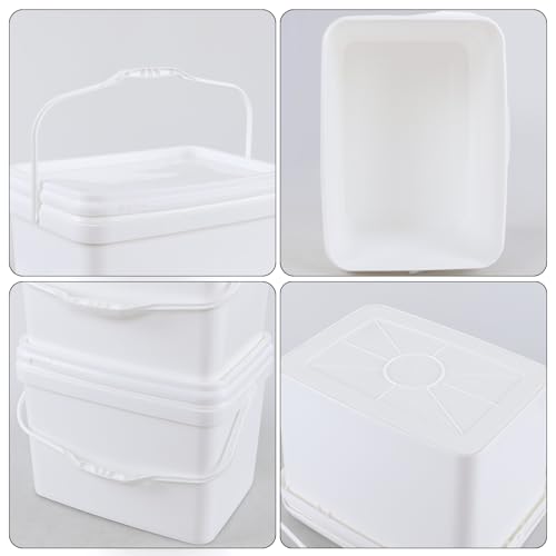 Saedy 3 Gallon Plastic Food Storage Bucket with Sealed Lid Set of 4 | BPA-free, Rectangular Buckets with Handles - size: 3 Gallon