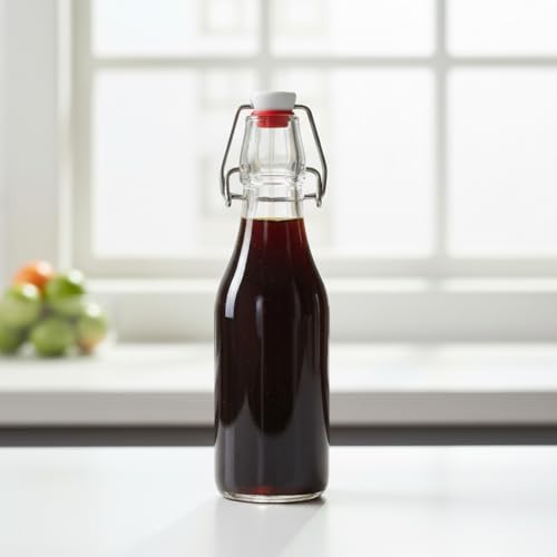 Ahhute Swing Top Glass Bottle, Kombucha Bottles 8oz, Vanilla Extract Bottles with Airtight Lid, Flip Top Glass Bottle 6 Pack