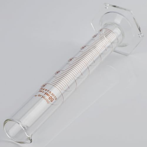 stonylab Graduated Cylinder, 2-Pack B Grade Borosilicate Glass Cylinder with Stable Hexagonal Base, 50 ml - size: 50 ml