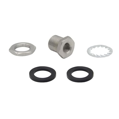 Stainless Steel Bulkhead Fitting 3/8" NPT Female Bulked Coupler Thru-Bulk Tank Fitting Connector (Pack of 2) - size: 3/8" NPT Female to 1.14" Length