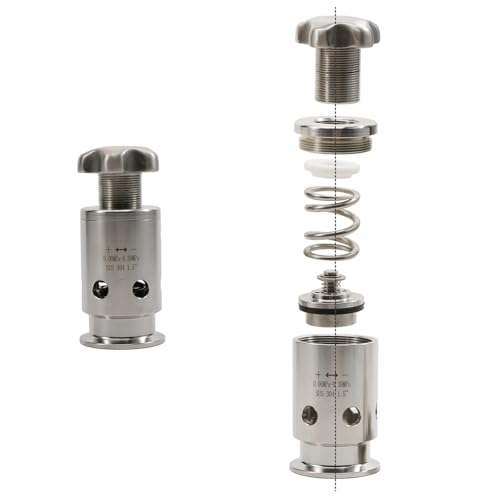Adjustable Pressure Relief Valve Tri Clamp 1.5" - 0-0.3MPa Stainless Steel 304 Vacuum Breaker for Homebrew Conical Fermenters