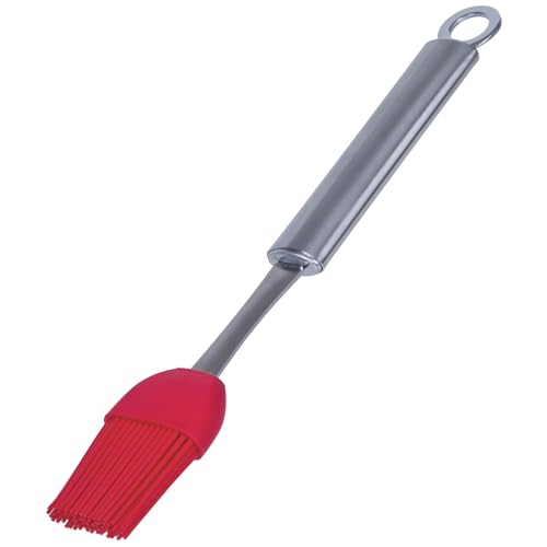 PrepWorks Basting Brush – Silicone Cooking Brush for Grilling, Baking, and BBQ, Heat-Resistant, Easy to Clean, BPA-Free - style: Stainless Steel/Silicone Basting Brush