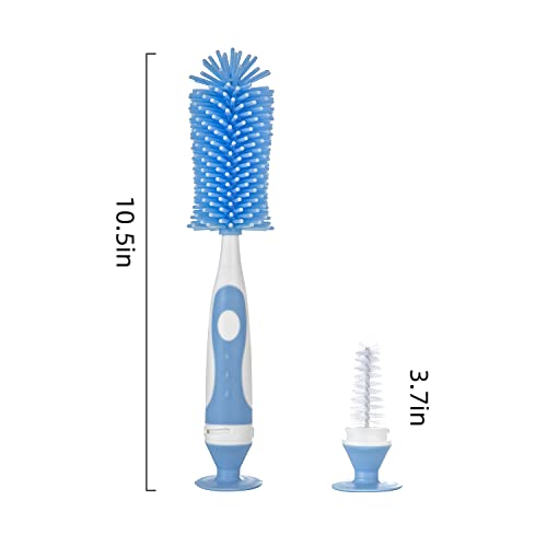 Chemimoso Multifunctional Cleaning Brush, Baby Bottle Brush, Water Bottle Brush Cleaner, Cup Brush, Rotate The Suction Cup to Obtain The Small Bristle Brushes Hidden in Handles, Set A, Grey - color: Grey 1