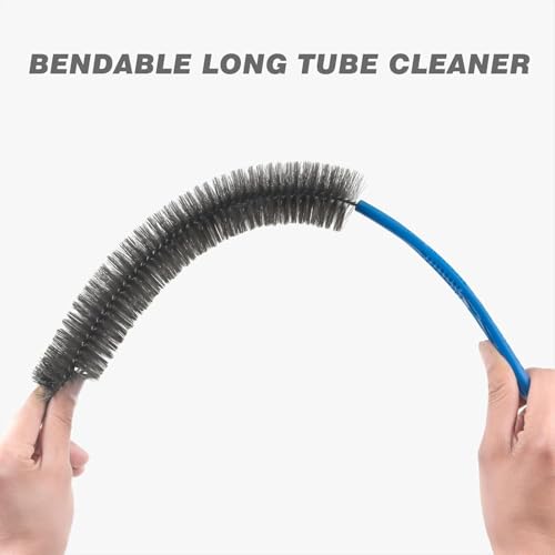 Cleaning Brush Set, 3-Piece, Blue Handles, Black Bristles, for Tubes, Bottles, and Narrow Spaces Clog Remove,Toilet, Sink, Sewer,Bathtub Hair Clogging Cleaning Tool