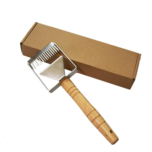 SEIWEI 16 Tines Adjustable Uncapping Fork with Wood Handle, 2 in 1 Stainless Steel Honeycomb Honey Fork Knife Bee Hive Shovel Hand Tool, Easy to Use