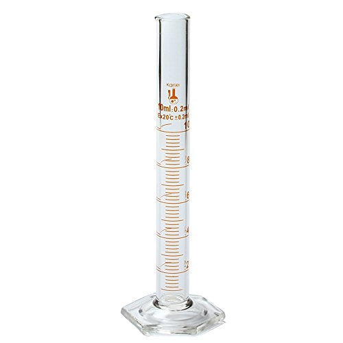 10ml Graduated Cylinder, Borosilicate 3.3 Glass, Single Metric Scale, Karter Scientific 246F1 (Pack of 50) - size: 10ml, style: Pack of 50