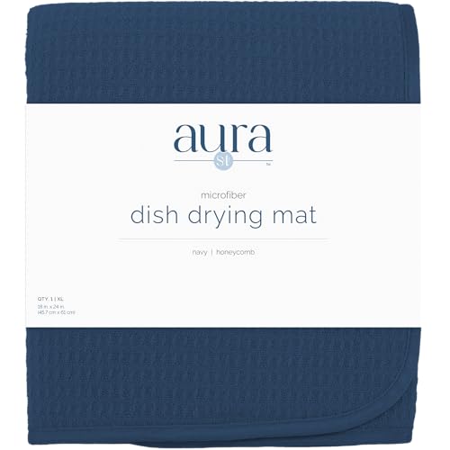 S&T INC. Dish Drying Mat XL, 18” x 24”, Absorbent Microfiber Kitchen Counter Mat, Dish Drying Pad for Dishes, Utensils, Pots and Pans, Extra Large, Navy - size: 18" x 24"