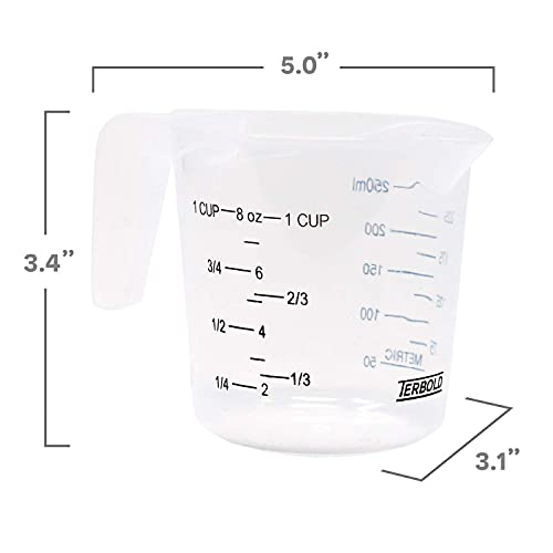 3pc Liquid Measuring Cups Set - 1 Cup, 2 Cup, 1 Quart | Clear Plastic Measure Cups with Long Handles