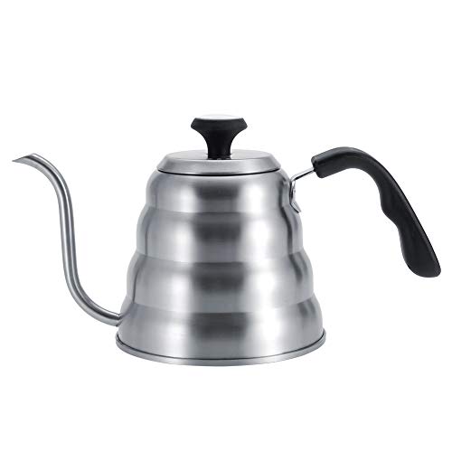 Gooseneck Coffee Kettle 1 Liter Stainless Steel Pour Over Kettle with Built in Thermometer, Precision Gooseneck Spout for Gas Electric Induction Stove, for Home Coffee Brewing (Sanding plus