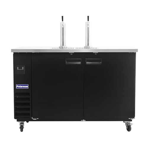 Polarman Commercial Beer Dispenser Two Single-tap Draft Kegerator 2 Door Keg Refrigerator for Bars and Restaurants 61” W Stainless Steel With 2 Coupler, 33°F- 41°F Temperature Control-Direct Draw - size: 61"W Two Single-tap