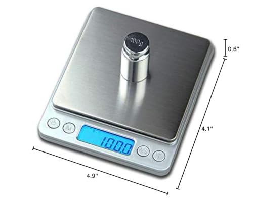 Digital Kitchen Scale,High Precision Stainless Steel Multifunction Food Scale Grams and Ounces Back-Lit LCD Display Small Pocket Jewelry Scales Auto Off,Tare,PCS,UNTS/Mode (3kg/0.1g) - size: 3kg/0.1g