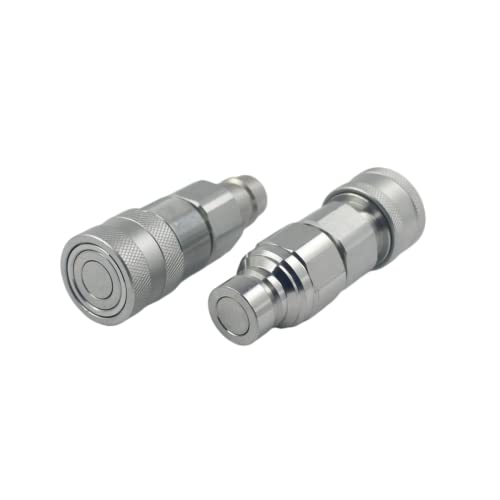 Ag Poppet Poineer Style ISO5675 Body 1/2" to Flat Face ISO16028 Body 1/2" Hydraulic Quick Connect&Disconnect Coupler Adapter Set,Replace SAE/EAS-500 - size: 1-Set ISO5675 to ISO16028 1/2"
