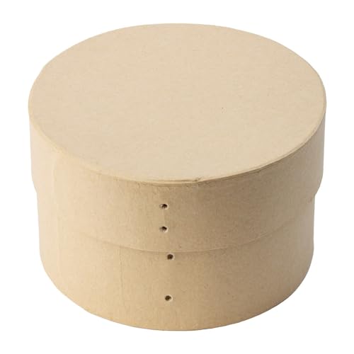 Factory Direct Craft Pack of 4 Paper Mache Round Shaker Style Boxes - Premade Unfinished Papier Mache Cardboard Shaker Boxes Imitate an Old Fashion Bent Band Cheese Box (Size: 5-7/8"Dia x 3-5/8" H) - color: 4 Round Shaker Boxes