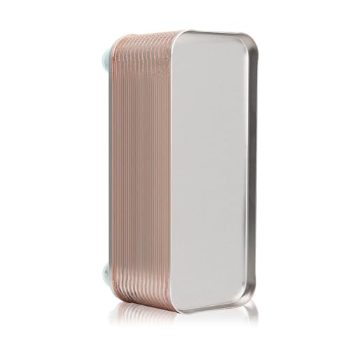 MRbrew Wort Chiller 30 Plates, Brazed Plate Copper Heat Exchanger for Homebrew, Stainless Steel 7.5" x 2.9" Plate, 1/2 NPT Thread Connection Hot Liquid Accelerated Cooler Quick Beer Cooling System - size: 30-plates
