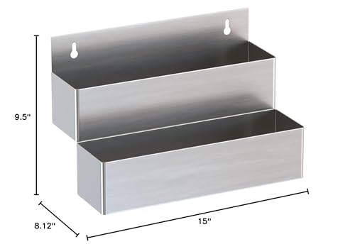 Stainless Steel Double Tier Speed Rail, Liquor Rack, Speed Rack, Bottle Holder - 15 Inch - size: 15 Inch, style: Double Tier