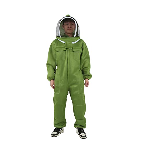 Beekeeping Suit Professional Full Body Breathable Mesh Cloth XL with Round Veil Hat - Sting Proof, Ventilated Design, Ideal for Bee Protection and Honey Harvesting