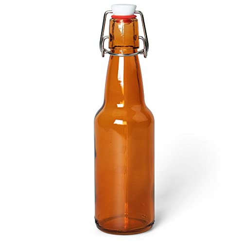 Cocktailor Glass Grolsch Beer Bottles (12-pack, 11 oz./330 mL) Airtight Seal with Swing Top/Flip Top Stoppers - Home Brewing Supplies, Fermenting of Alcohol, Kombucha Tea, Wine, Soda - Amber