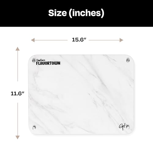 Guy Fieri’s Flavortown Stone Dish Drying Mat 16"x12" with Anti-Slip Stainless Steel Feet, Kitchen Counter Mat, Durable Stone Drying Rack for Dishes and Glassware, White Marble - color: White Marble