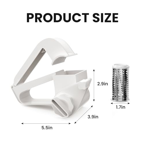 Cheese Grater with Handle, Rotary Cheese Grater,Vegetable, Chocolate, Hard Cheese & Nut Grater,White - color: White