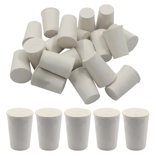 Solid Rubber Stoppers, Size 0#, 20 Pack | Tapered Plugs, White Natural Rubber Bungs, For Test Tubes, Flasks & Lab Equipment - size: 0#