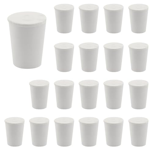 Solid Rubber Stoppers, Size 00#, 20 Pack | Tapered Plugs, White Natural Rubber Bungs, For Test Tubes, Flasks & Lab Equipment - size: 00#