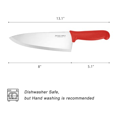 8 inch Japanese High Carbon Stainless Steel Chef Knife Set, Professional Extra Sharp Wide Cook Knife with Non-slip Ergonomic Handle, for Kitchen Home Restaurant - color: Red