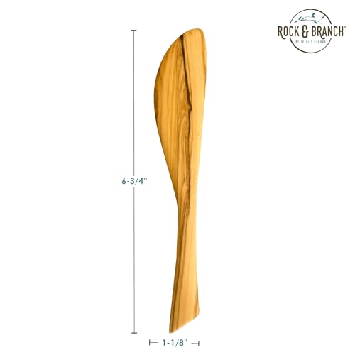 Totally Bamboo Rock & Branch Olive Wood Cheese Spreader Knife, Wooden Kitchen Spreader for Butter, Dips, Soft Cheese, Jams and More, 6-3/4" Long