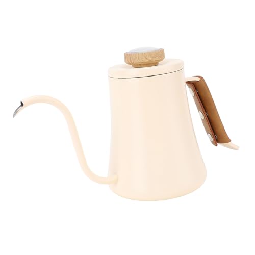 Pssopp 304 Stainless Steel Gooseneck Coffee Kettle 600ML Pour Over Coffee Kettle with Thermometer Lid Long Narrow Spout Heat Handle for Camping Home Office