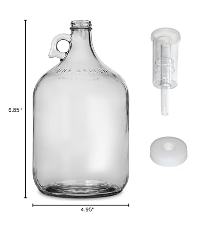 FastRack Glass Wine Fermenter Includes Airlock, 1 gallon Capacity, clear (B00BEYREIW), 1 Count (Pack of 1) and Twin Bubble Airlock and Carboy Bung (Pack of 2)