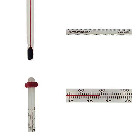 Home Brewing Thermometer for Brewing Wine and Beer - Glass Thermometer for Homebrew - Wine and Beer Making Equipment