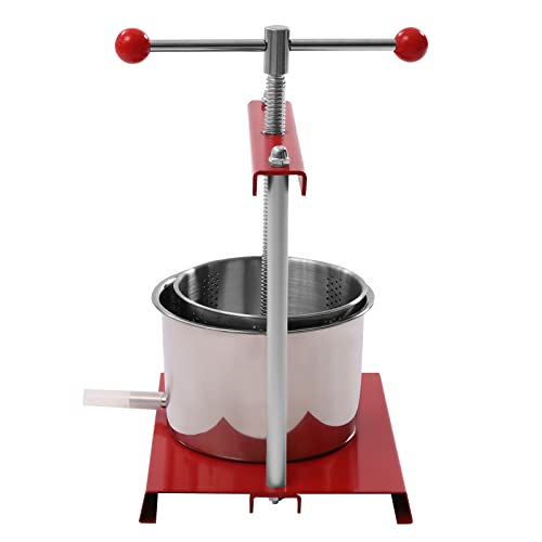 Manual Fruit Wine Press, Cheese Tincture Herb Fruit Wine Press, T-shaped Handle 0.8/1.6 Gallon Stainless Steel Barrels Fruit Press Machine for Juice, Vegetable, Wine, Olive Oil (6L/1.6Gal) - size: 6L/1.6Gal