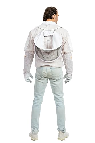 -- Beekeeping Fully Ventilated Jacket in Multi-Color with Round Veil (S, White) - color: White, size: Small