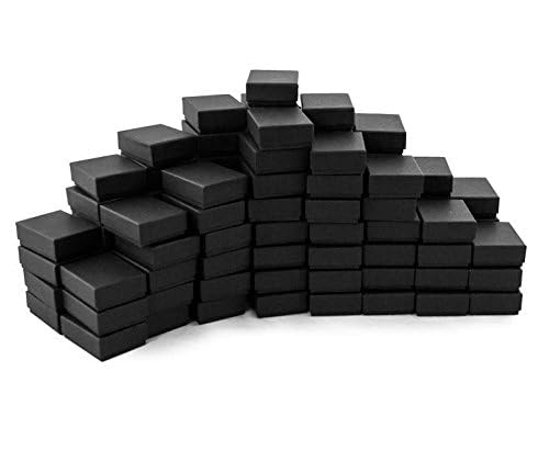 TheDisplayGuys - 25-Pack #10 Cotton Filled Cardboard Paper Jewelry Boxes Gift Case - Matte Black (1.9" x 1.3" x 0.7") - for Shipping or Storage - size: 25 Pack
