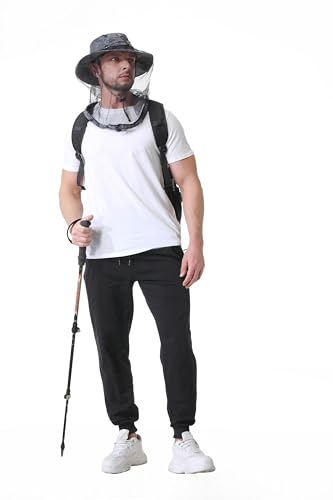 Mosquito Head Net Hat UPF 50+ Sun Protection Bug Hat for Men Women | Sun Visor Style, Perfect for Safari, Hiking, Beekeeping, Camping & Gardening - color: Dark Grey Camouflage