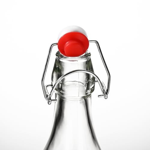Fox Run Glass Flip Top Bottle, 1 Liter Air Tight Bottle with Flip Top Lid, 12.5" x 3.4"