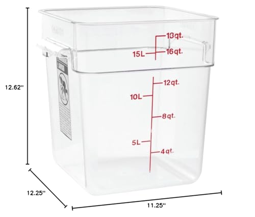 Cambro Camwear Polycarbonate Square Food Storage container, 18 Quart - size: 18 Quart