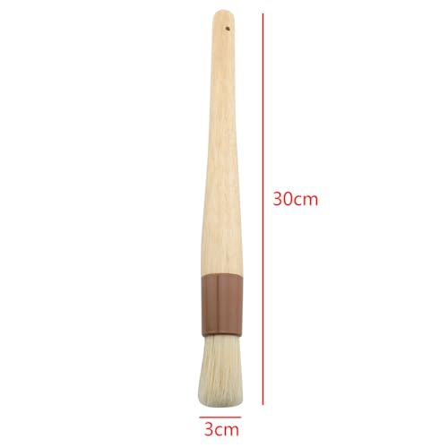 TAODAN Round Natural Boar Bristle Cake/Biscuit/Oil Brush Kitchen Baking Tool for Spreading Marinades/Sauces/Butter