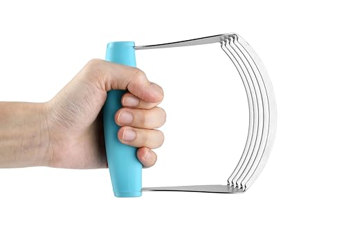 Spring Chef XL Dough Blender Tool For Baking, Heavy Duty Pastry Blender, Stainless Steel Pastry Cutter with Durable Blades, Dough Mixer, Butter Cutter for Easy Mixing, Dishwasher Safe - Aqua Sky | Heavy Duty Dough Mixer with Stainless Steel Blades, Butter